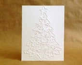 Boxed Christmas Cards - Embossed Holiday Card Set of 8 - White Christmas Tree Cards - Unique Christmas Cards - Merry Christmas Cards