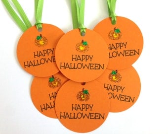Halloween Tags - Pumpkin Tags - Happy Halloween Gift Tags - Trick or Treat Tags - Treat Bag Tags - Halloween Labels - Pumpkin Decor