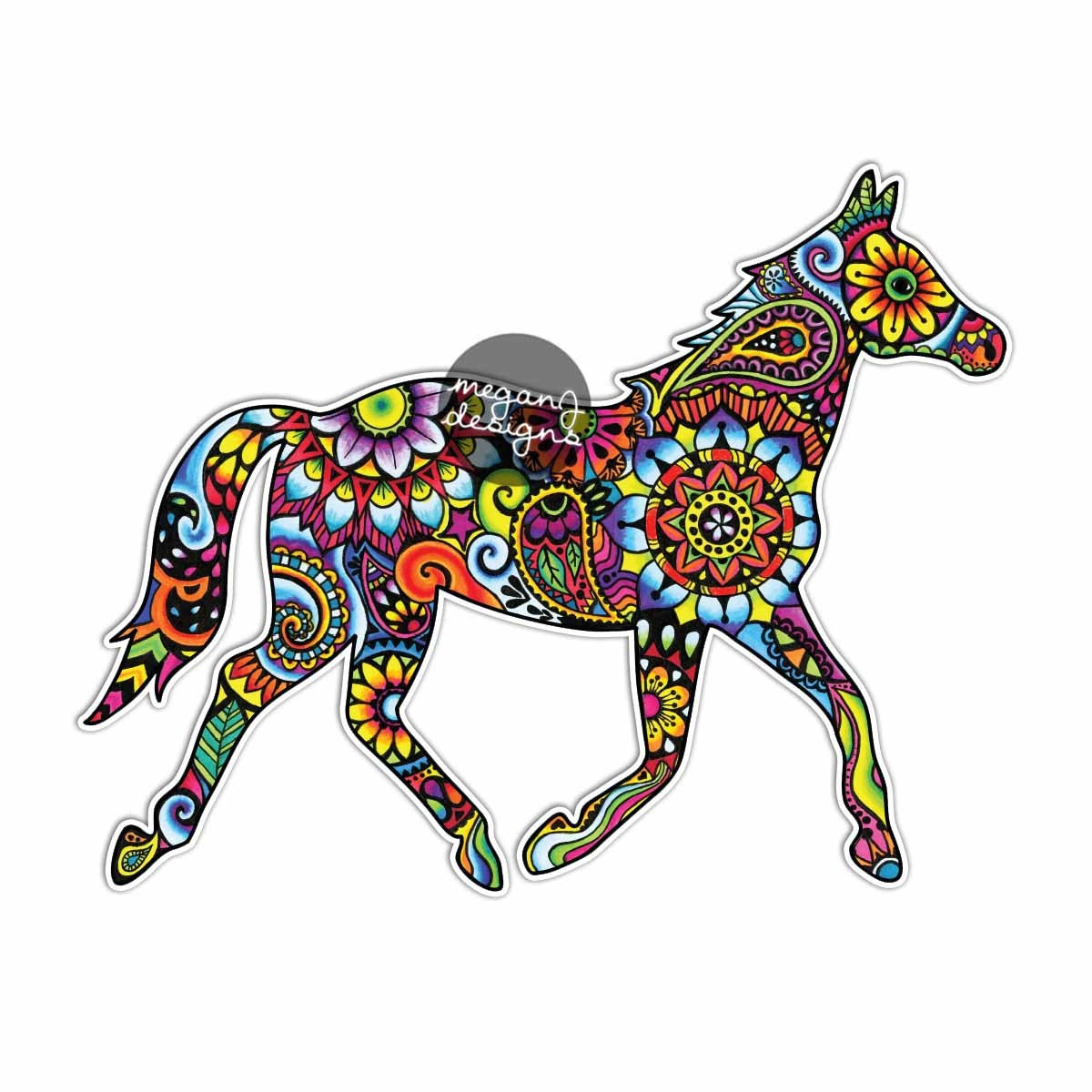 Horse Sticker Colorful Design Bumper Sticker Laptop Decal Car