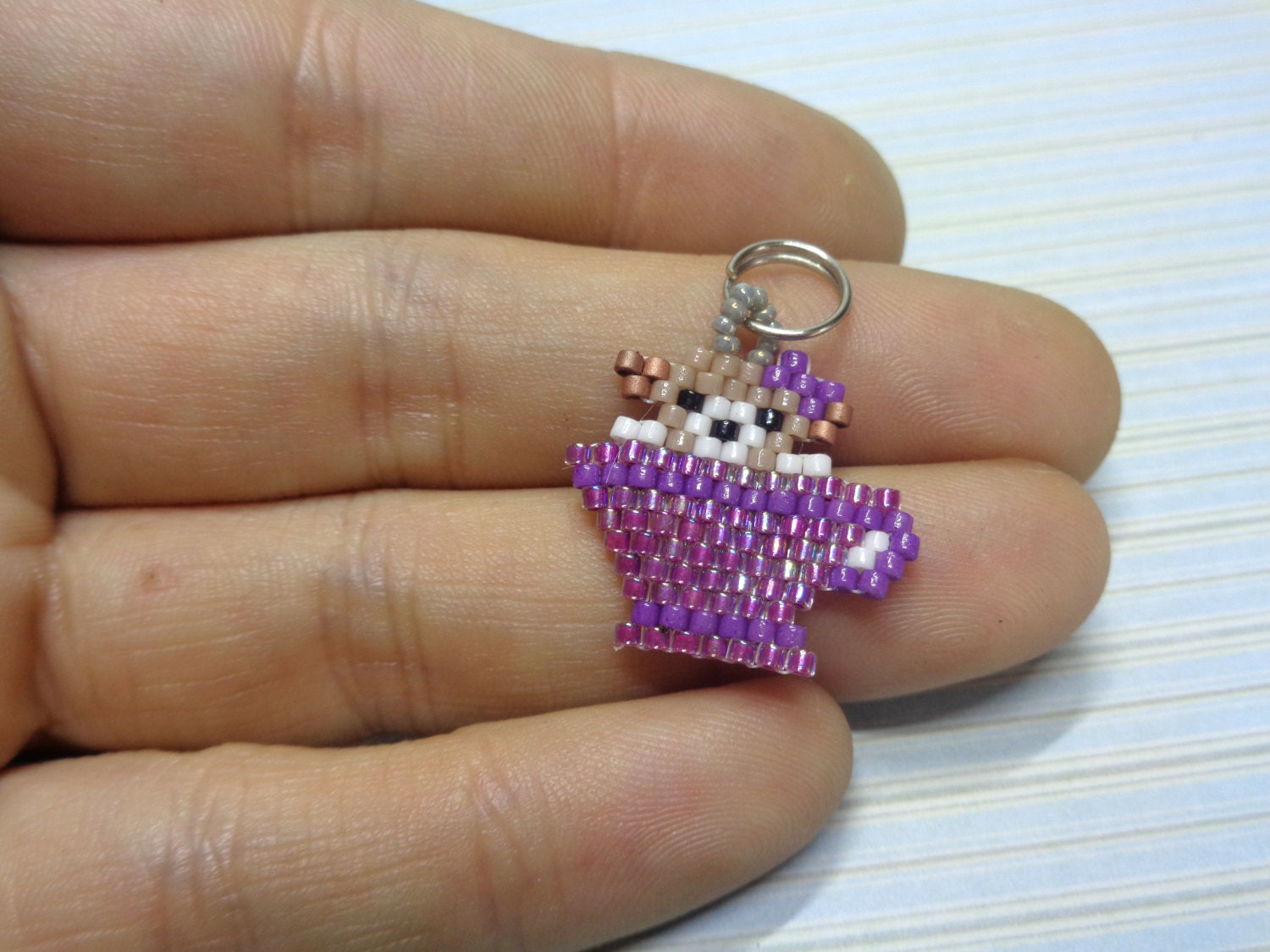 dog in cup charm beaded dog dog keychain beaded keychain