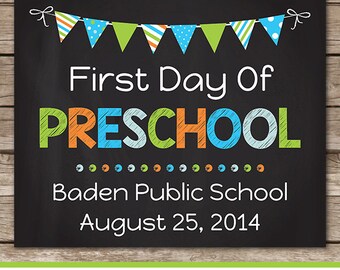 First Day of Preschool Chalkboard Sign - Last Day of School Chalkboard - Preschool Chalkboard - Photo Prop - Download & Edit in Adobe Reader