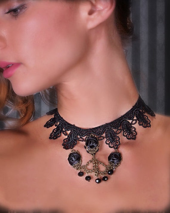 Black choker steampunk choker victorian choker
