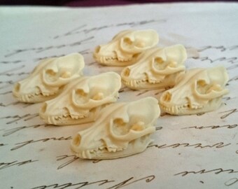 Wolf Skull Cameo Cabs Resin Cabochon Taxidermy Animal Werewolf Wolf Skull Cameo Bat Steampunk Gothic Goth Skull Black Ivory 25x15mm 6 PIECES