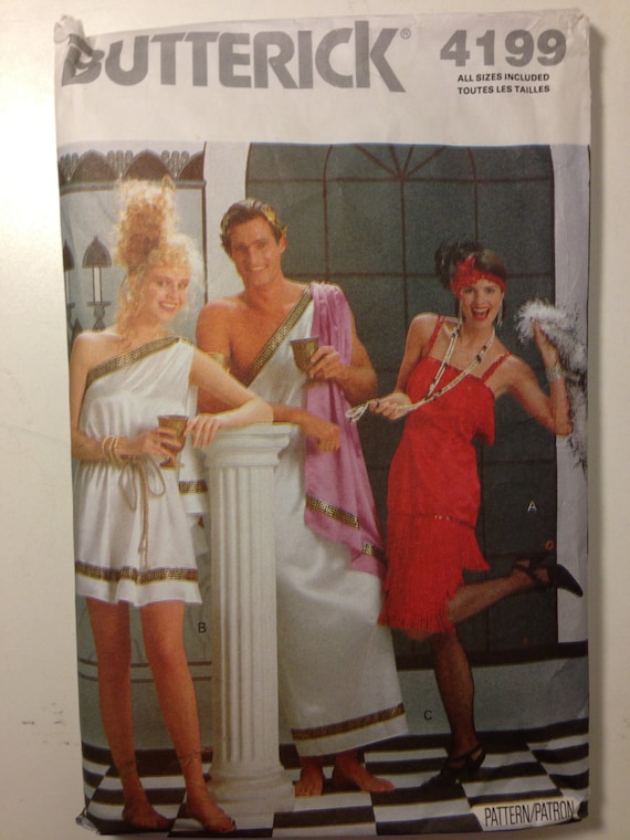 Butterick 80s Pattern 4199 Greek God, Goddess, and Flapper Halloween Costume Size XS-L