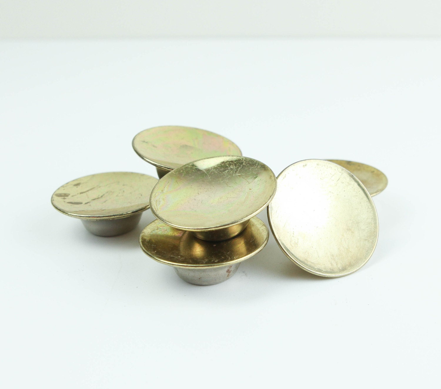 Vintage Mid Century Gold Hardware, Pulls, for and drawers (set