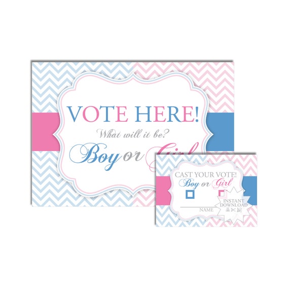 Gender Reveal Voting Cards-Baby Announcement Shower Boy or