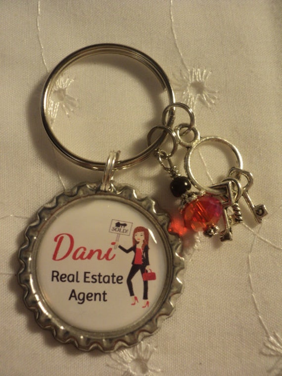 Personalized Real Estate Agent Realtor key chain by chaleybrooke