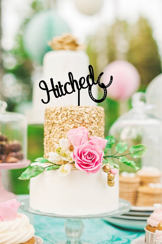 Hitched Horseshoe Country Wedding Cake Topper Custom Cake