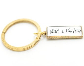 Handwriting Keychain | Personalized Keychain | Hand Stamped Keychain | Mom Gift | Dad Gift | Handwriting Keychain | Gold Keychain
