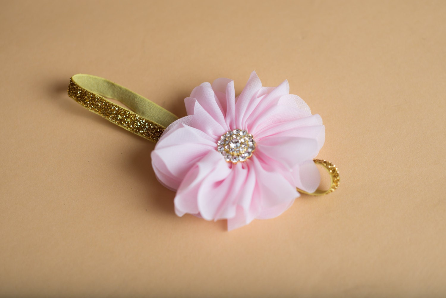 Baby Girl Pink Gold Glitter Headband Newborn Baby Girl