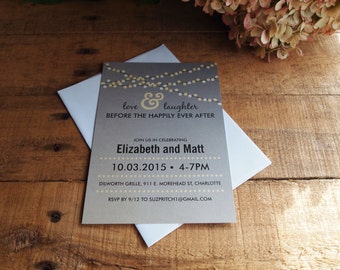 Rehearsal Dinner Invitation, Love and Laughter Happily Ever After, String of Lights Printable or Printed