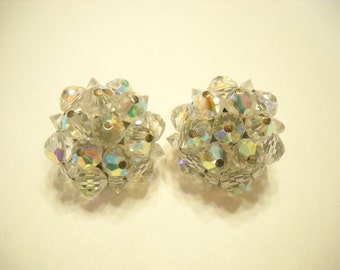 Vintage Crystal Clip Earrings (9710) Laguna
