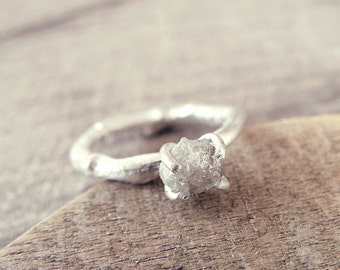 Raw diamond ring, raw diamond engagement ring, Twig ring, rough diamond ring, twig diamond ring, engagement ring, elvish ring, promise ring
