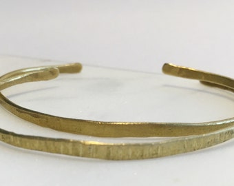 Hammered Brass Bangles, Open Stacking Bangles, Set of 2