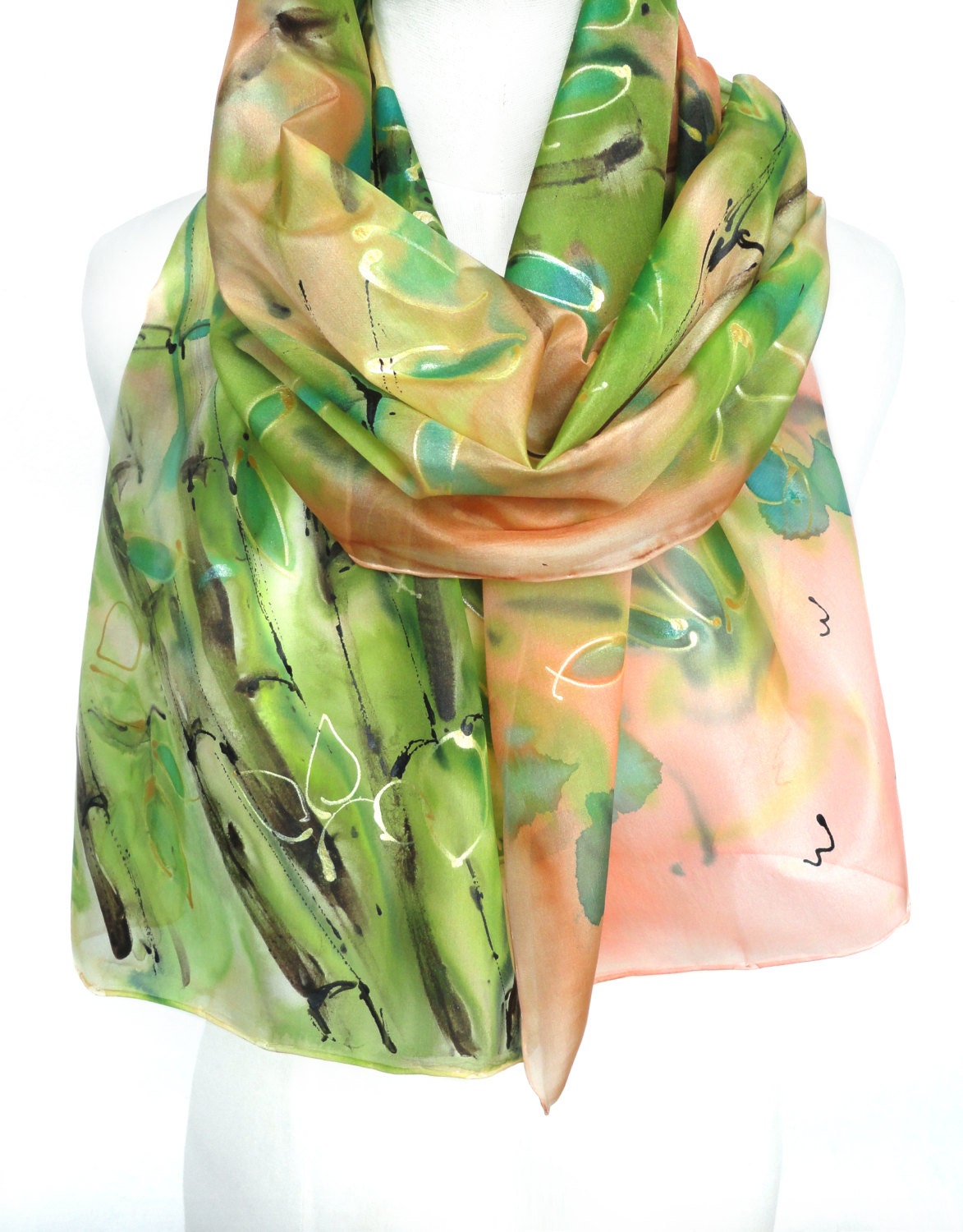 Silk scarves for women in green