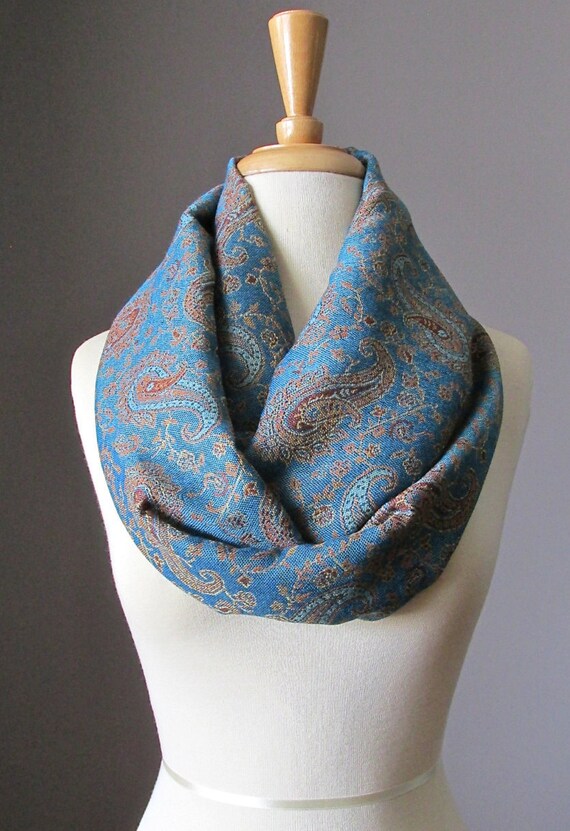 Azure Blue Scarf pashmina delicate paisley scarf gift