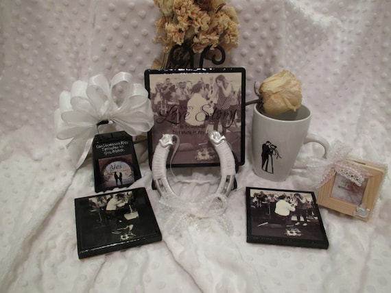 Engagement Wedding Gift Basket Items Custom Plaque, 2 Coasters, Mug ...