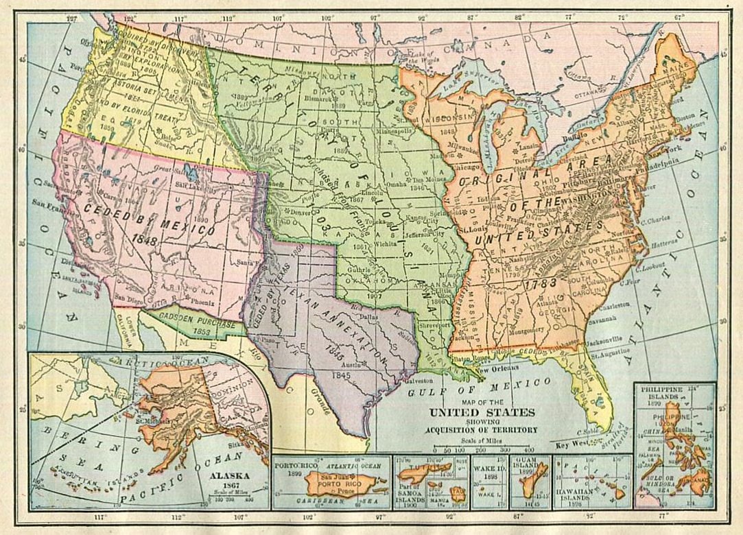 United States Map Acquisition of Territory US Expansion