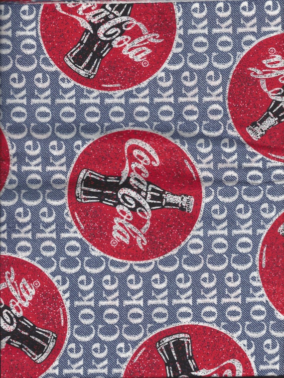 Coca+Cola+Fabric+By+The+Yard Coca-Cola Fabric 1 yard 100% Cotton by HomesewnDesigns on Etsy