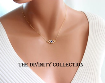 Gold Filled Sterling Silver Evil Eye Necklace Women Girls Blue Eyes Gold Filled Hamsa Kabbalah Jewelry Blue Crystal Eyes Protection