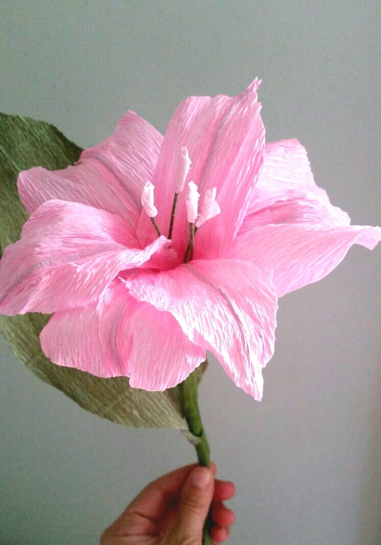 paper lily crepe paper flower pink bridal bouquet paper lily flower