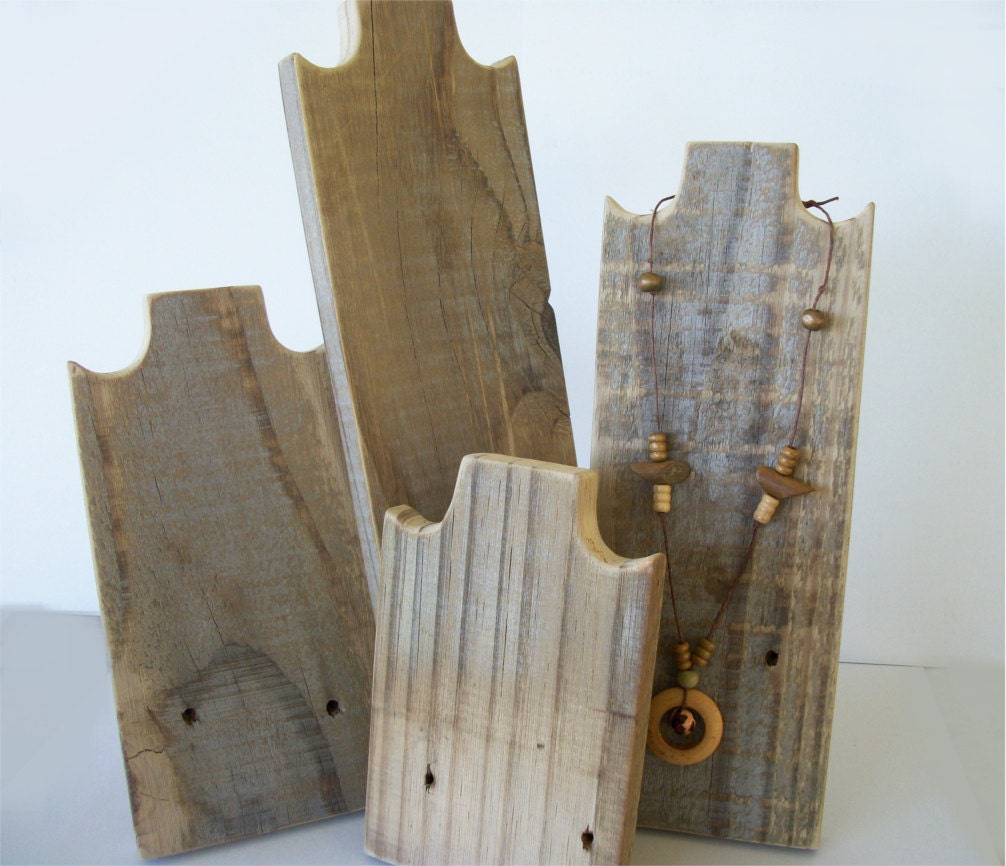 Set of 4 Necklace Stands Rustic Wood by TraditionalByNature