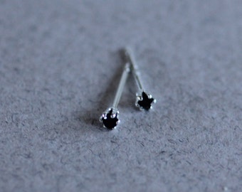 Tiny Black Stud Earrings - Small Black Spinel Gemstone - Gifts for Her