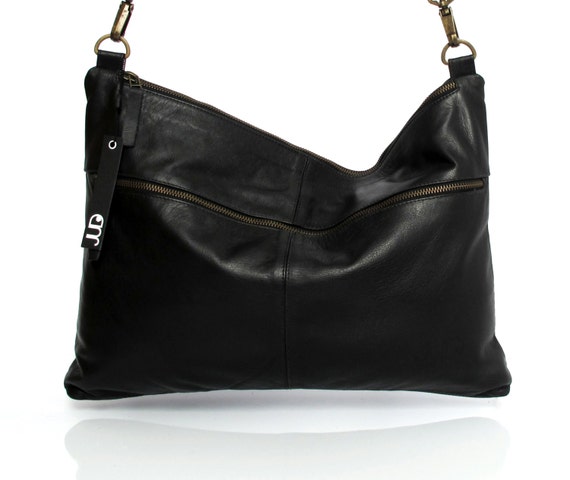 black soft leather shoulder bag