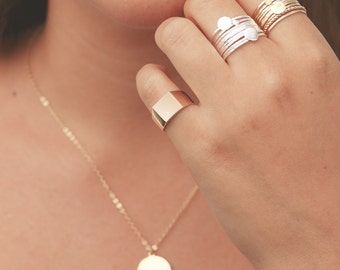 Large Gold Circle Necklace Initial Disk Necklace Simple Disc Everyday Layering Necklace Personalized Pendant Gold Filled Jewelry.