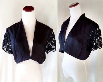 Vintage Scott McClintock Filigree Short Sleeves Crop Jacket. Medium