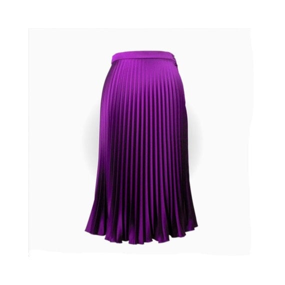 Sunray pleated skirt dark magenta half circle in bright satin