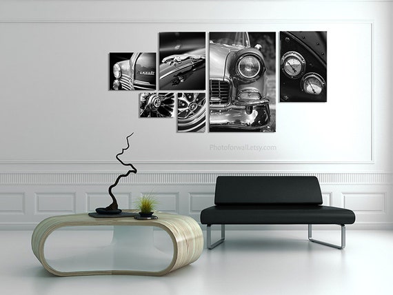 Gallery wall garage decor Large Canvas art classic car