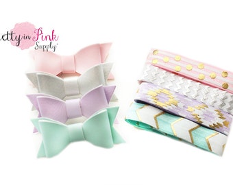 Faux Leather Bow Kit #152-Baby Headband Kit- Baby Shower Headband Station- Baby girl- Headband Supplies- Diy Headband Supplies
