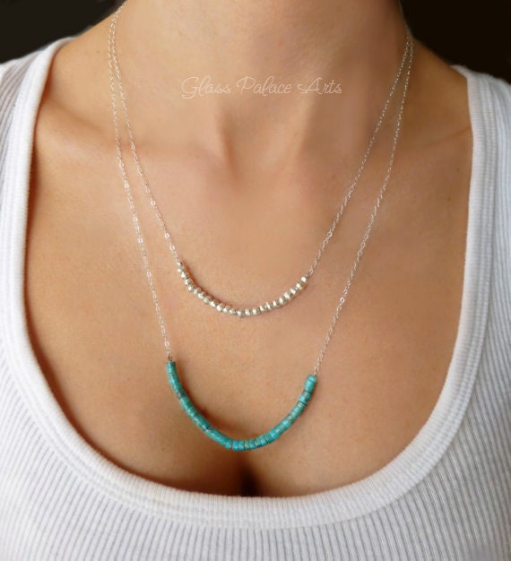 Multi Strand Turquoise Necklace Beaded Long Turquoise