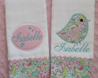 Personalized Baby Girl Burp Cloths