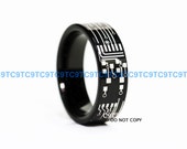 Top Quality TUNGSTEN Ring, 6MM Or 8MM CIRCUIT BOARD High Polish Black Pipe Cut Ring