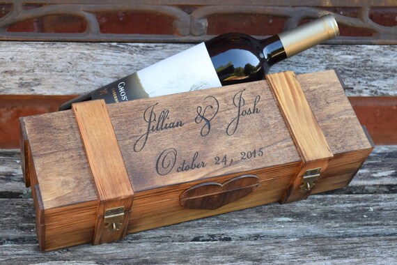 Rustic Wedding Wine Box - Wine Capsule - Wine Box Ceremony - Rustic Wedding Shabby Chic Wedding - Lockable Wine Box - Personalized Wine Box by CountryBarnBabe