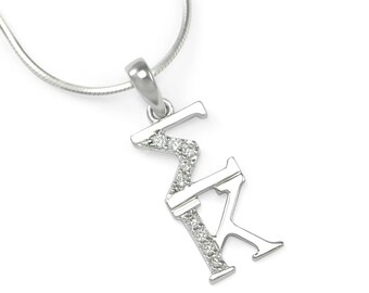 Sigma Kappa Sterling Silver Lavaliere with Simulated Diamonds // ΣΚ Sorority Jewelry // Sorority Gifts // Initiation Gifts // Big & Little