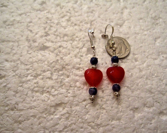 Ruby and Sapphire Gem Bead Earrings. Sterling Silver E123