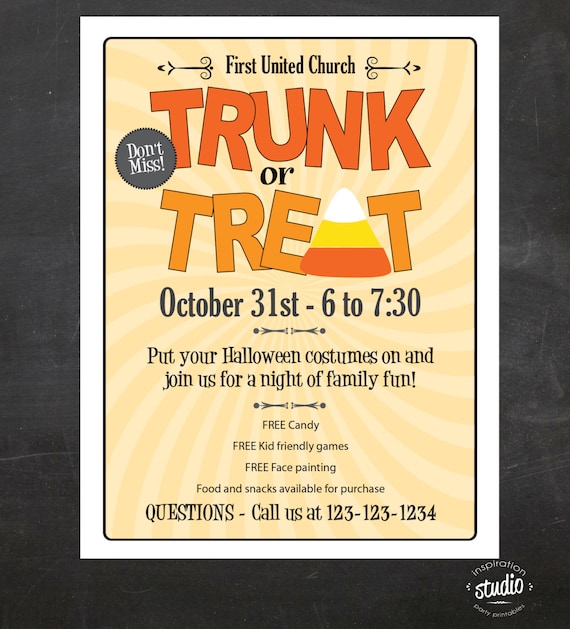 of event flyers sample church printable to Event or Trunk Flyer Halloween Treat similar Items