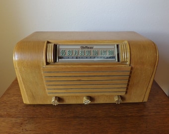 Hoffman Table Radio ~ Model A300 ~ Golden Oak Molded Wood Case ~ Not Working ~ AM Tube Radio ~ 1946 ~ 6 Tube Radio