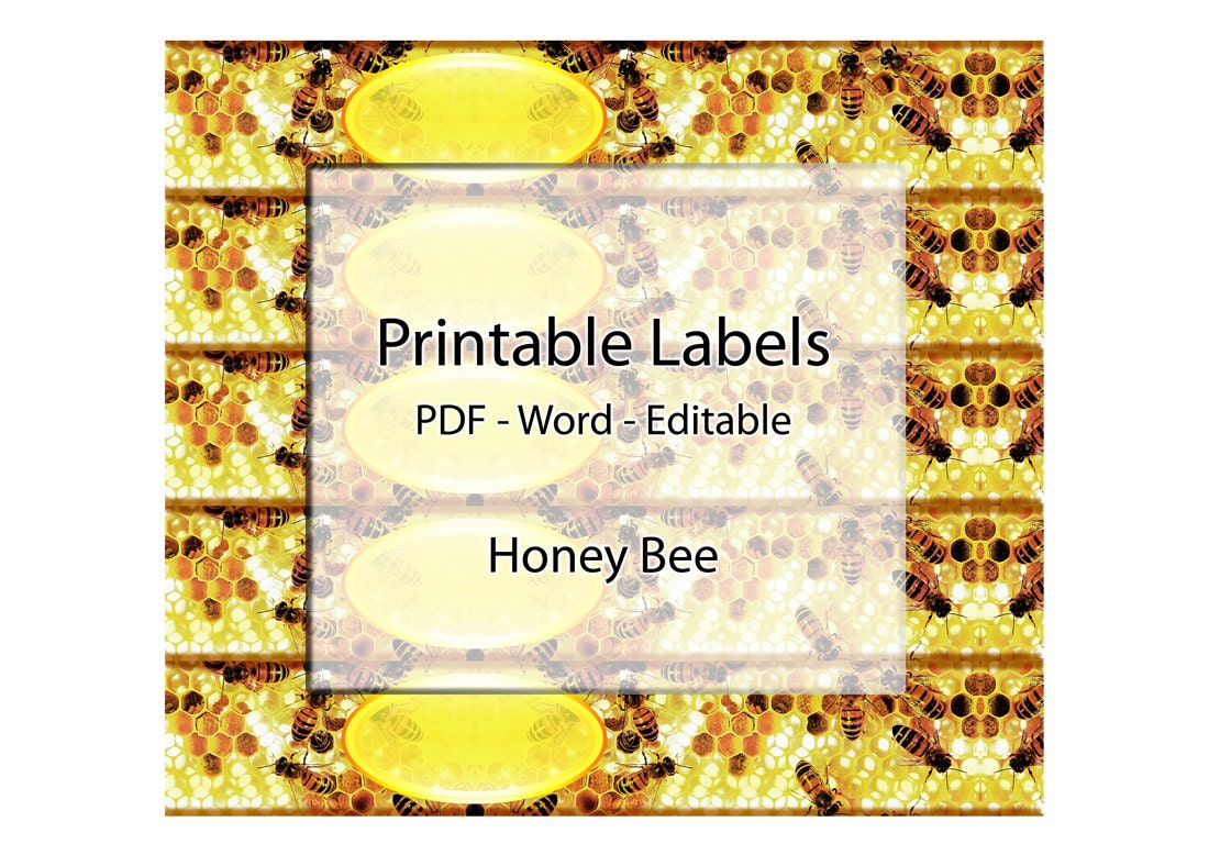 Soap Labels Printable Editable Label Honey Bee Honeycomb