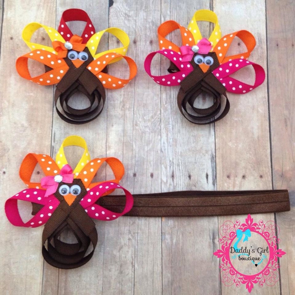 Turkey HeadbandThanksgiving HeadbandTurkey by DaddysGirlBowtique