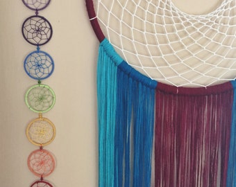7 chakras rainbow dream catcher. 7cm hoop diameter dreamcatcher hand made