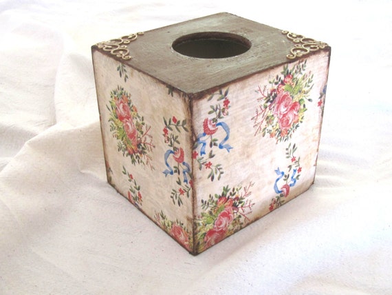 decoupage kleenex box style kleenex vintage cover floral Bright by box