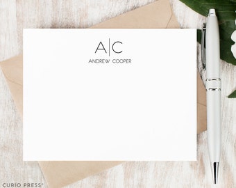 Personalized Note Card Set / Personalized Stationary Cards / Monogram Stationary / Professional Simple Notecards // THIN LINE MONOGRAM
