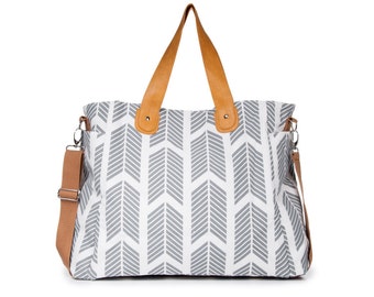 Gray Arrows Weekender Tote Bag - Large Diaper Tote