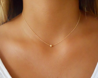 Minimal Gold Necklace, Stardust Bead Necklace, 14K Gold filled Necklace, Layering Necklace, Gold Bead Necklace, Layered Gold Necklace