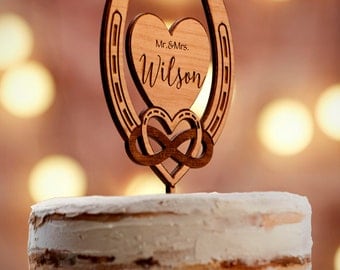 Personalized Wedding Cake Topper Rustic Cake Toppers for Wedding | Custom Wedding Cake Topper | Bridal Shower Gift -CT#30W