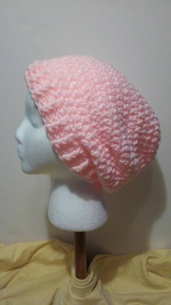 Pink Crochet Slouchy Beanie Pink Hat Crochet Hats Ready to